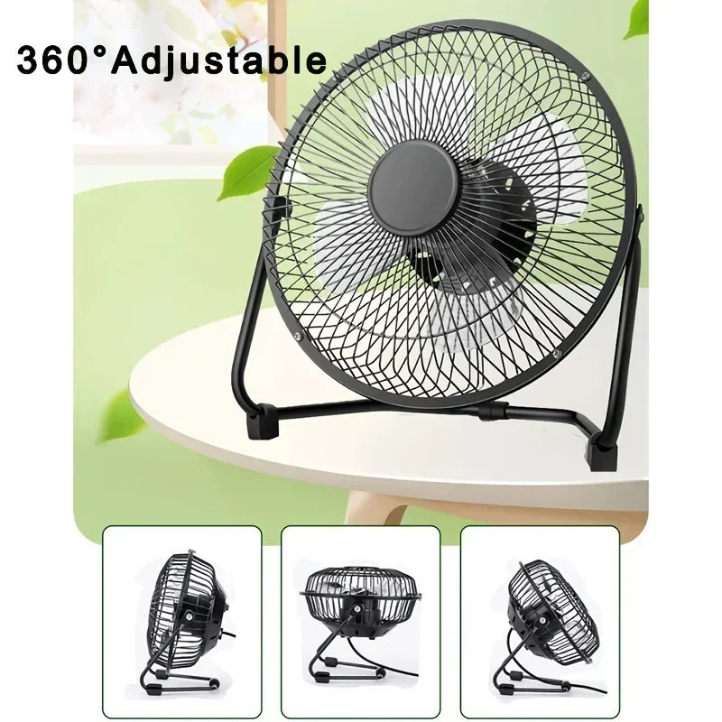 Ventilador de Escritorio USB (4/6/8 Pulgadas) - 2 Velocidades y Rotación de 360°