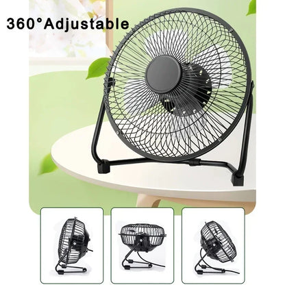 Ventilador de Escritorio USB (4/6/8 Pulgadas) - 2 Velocidades y Rotación de 360°