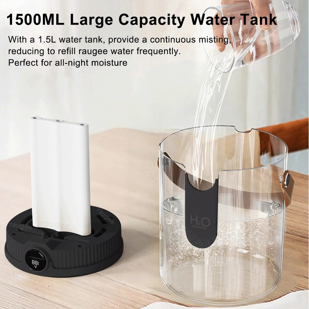 Humidificador de Aire de Gran Capacidad (1500ml) - Triple Boquilla y Luz Nocturna